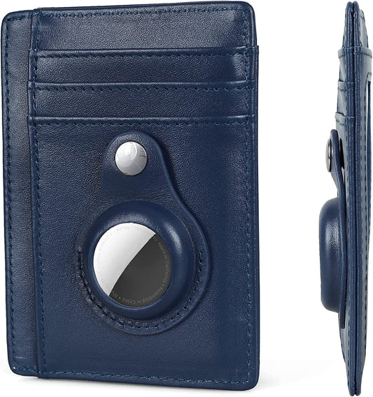 Befen Airtag Wallet for Men and Women, Leather Slim Minimalist RFID Blocking Wallets with Airtags Case Holder (Navy Blue)  Befen   