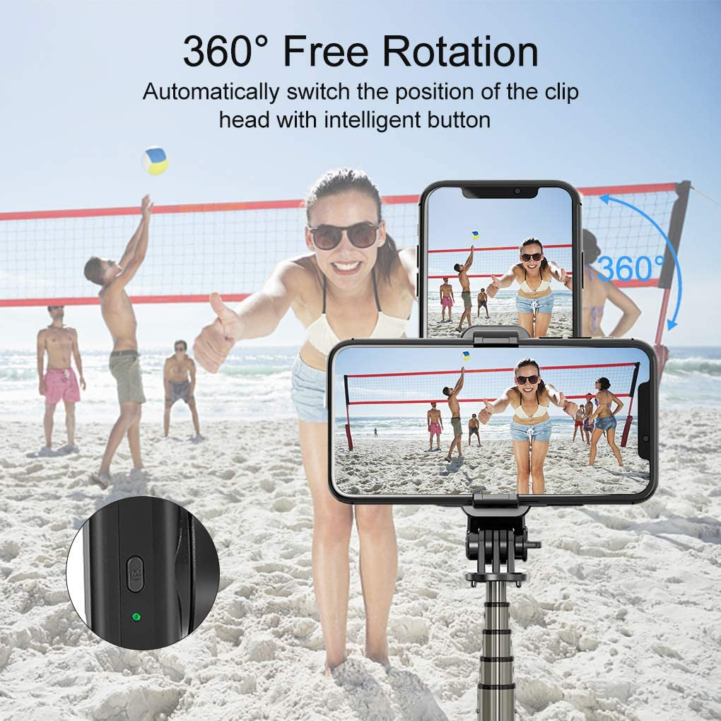 Selfie Stick Gimbal Stabilizer, UPXON 360° Rotation Tripod with Wireless Remote, Portable Phone Holder, Auto Balance 1-Axis Gimbal for Smartphones Tiktok Vlog Youtuber Live Video Record  UPXON   