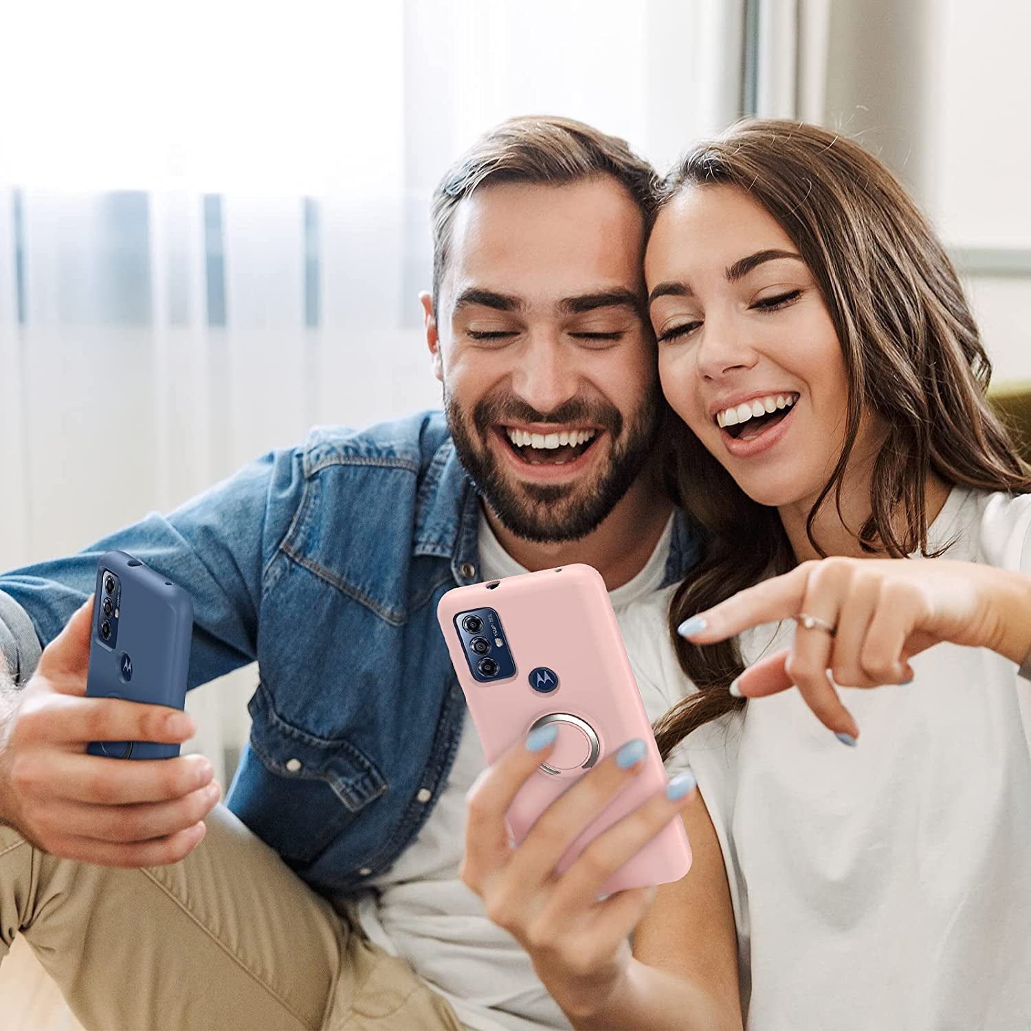 For Motorola Moto G Play 2023 | G Power 2022 | G Pure 2021 Case: with 2 Pack Tempered Screen Protector & Built in 360° Adjustable Ring Kickstand Shockproof Protection Soft TPU Silicone Phone Cover  TUNKARMOR   