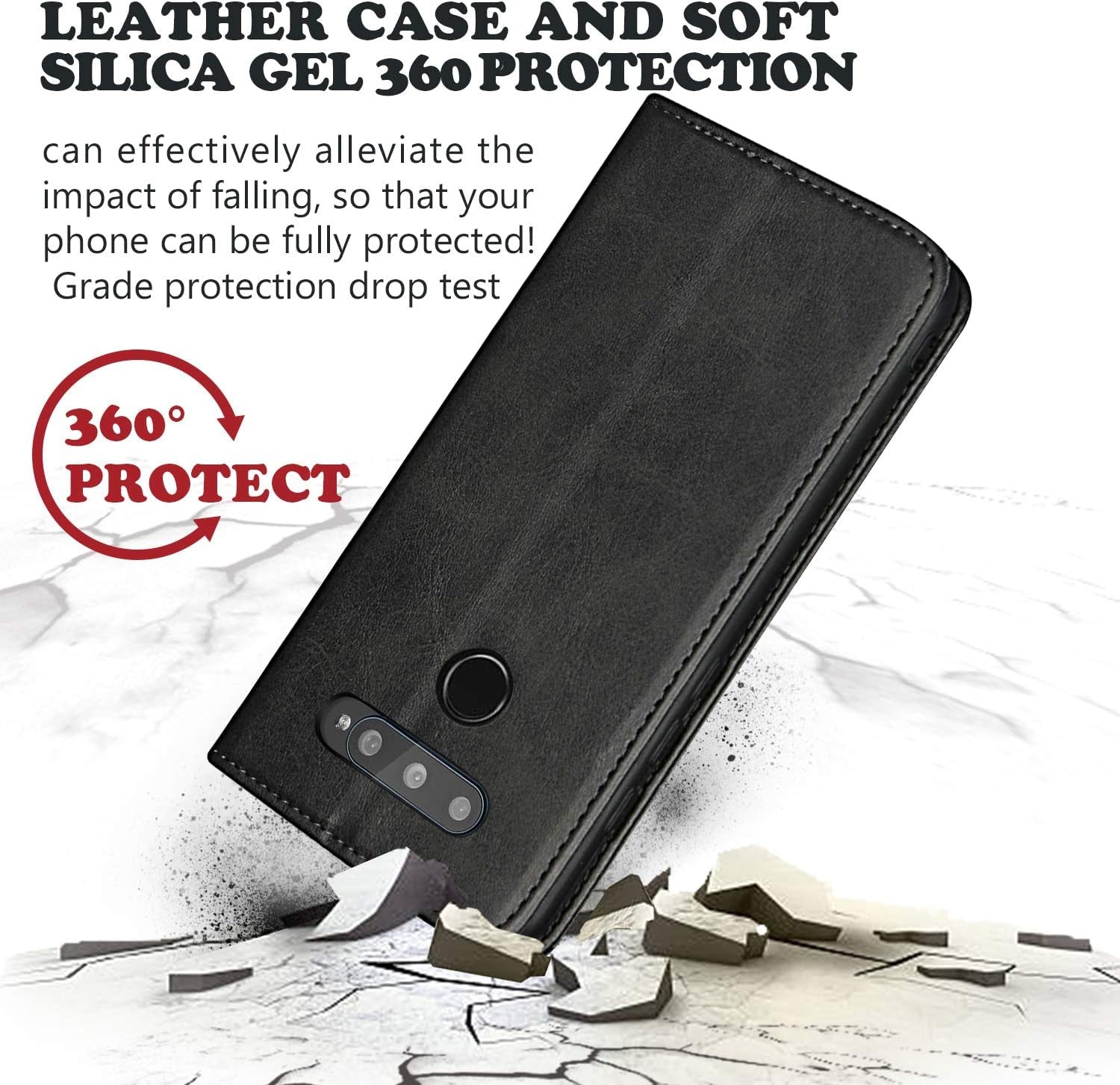 BGTXCZ LG V40 Thinq Case, LG V40 Thinq Wallet Case, [Flip Fold Leather] PU Leather Case with Kickstand Function and ID Credit Card Slot, Magnetic Closure Phone Cover for LG V40 Thinq (Black)  Xiaoki   