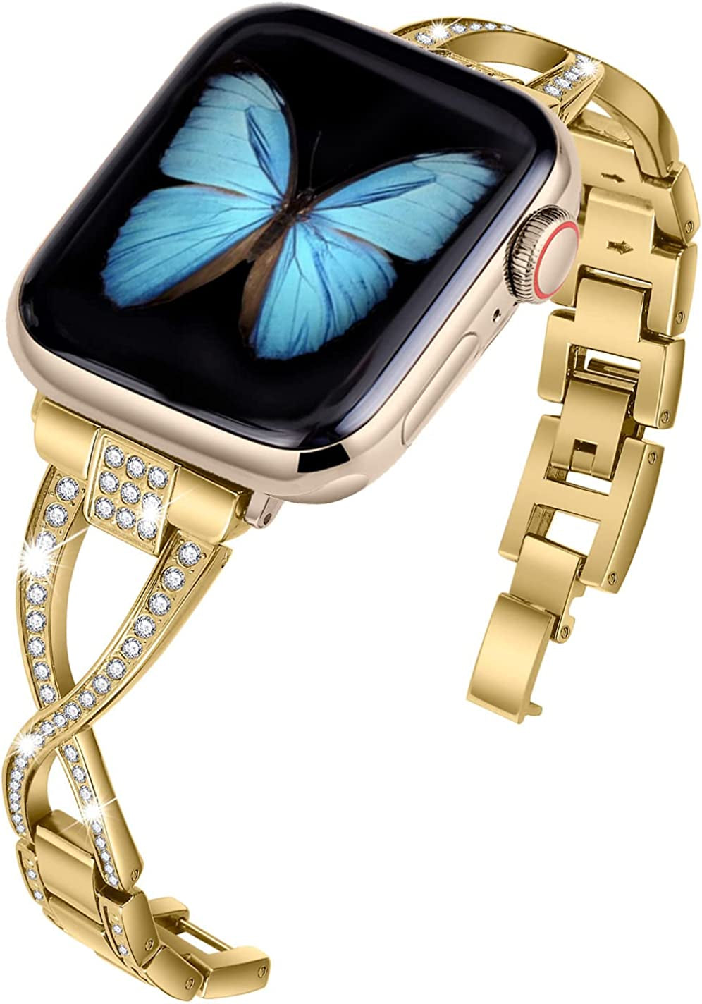 Jfdragon for Apple Watch Band 38Mm 40Mm 41Mm 42Mm 44Mm 45Mm 49Mm Ultra Women Series 8 7 6 5 4 3 2 1 SE Bling Metal Bracelet Iwatch Bands  JFdragon Gold 42mm/44mm/45mm/Ultra 49mm 