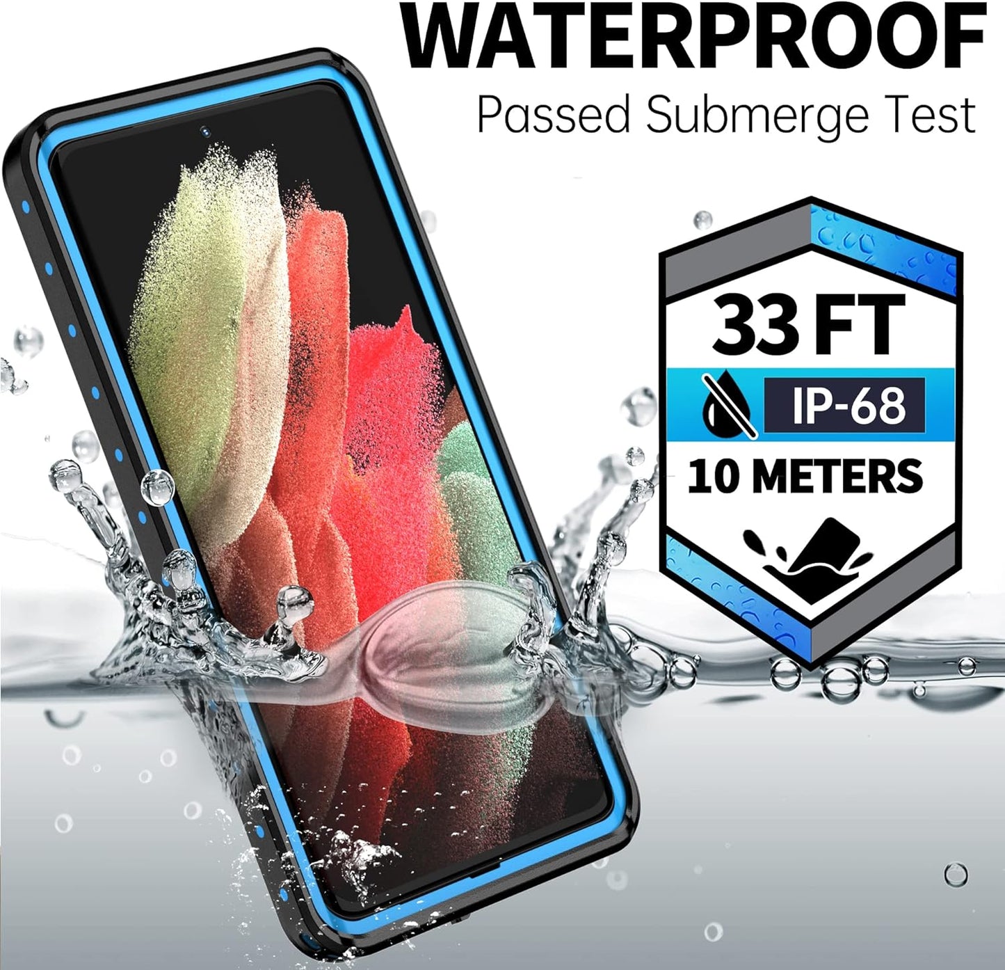 BEASTEK for Samsung Galaxy S21 Ultra Waterproof Case, NRE Series, Shockproof Underwater IP68 Case with Built-In Screen Protector Full Body Protective Cover, for Galaxy S21 Ultra 6.8 Inch (Blue)  BEASTEK   