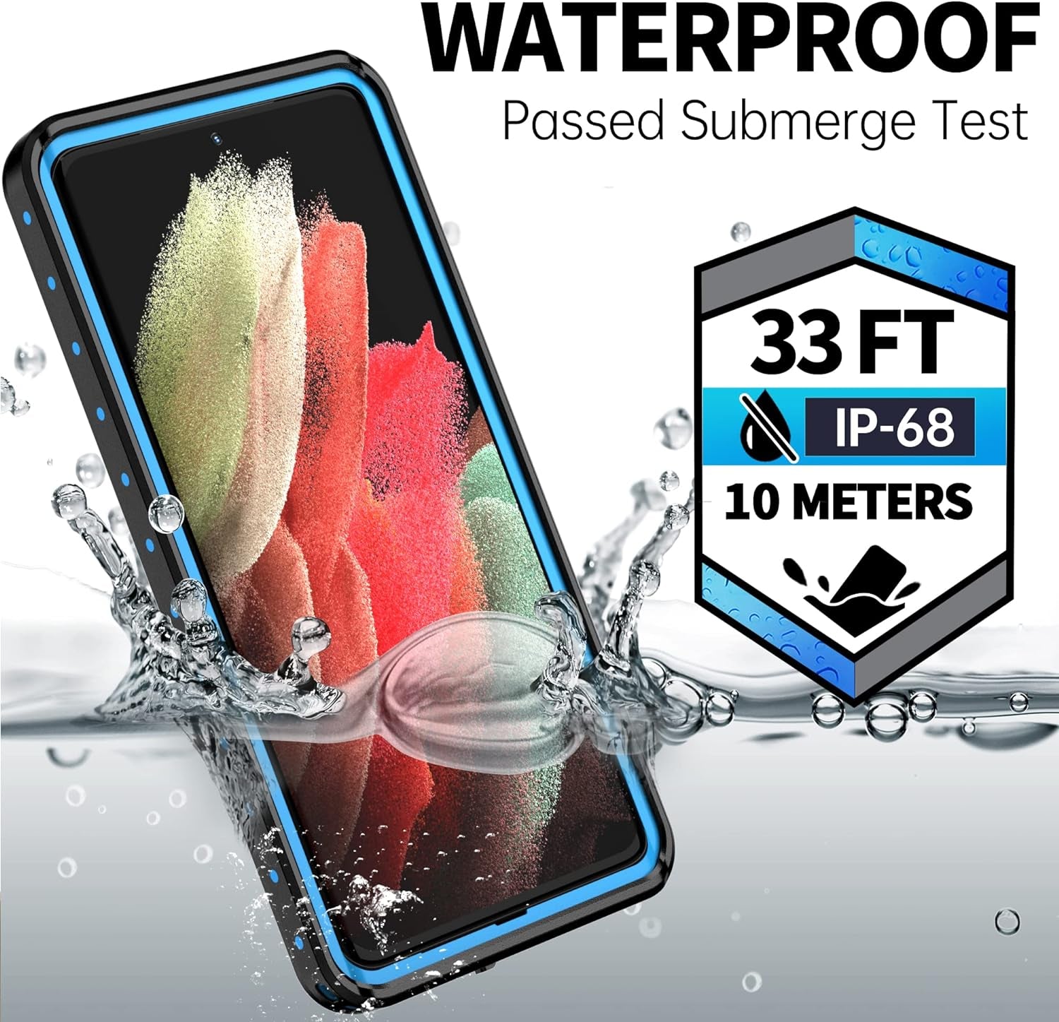 BEASTEK for Samsung Galaxy S21 Ultra Waterproof Case, NRE Series, Shockproof Underwater IP68 Case with Built-In Screen Protector Full Body Protective Cover, for Galaxy S21 Ultra 6.8 Inch (Blue)  BEASTEK   