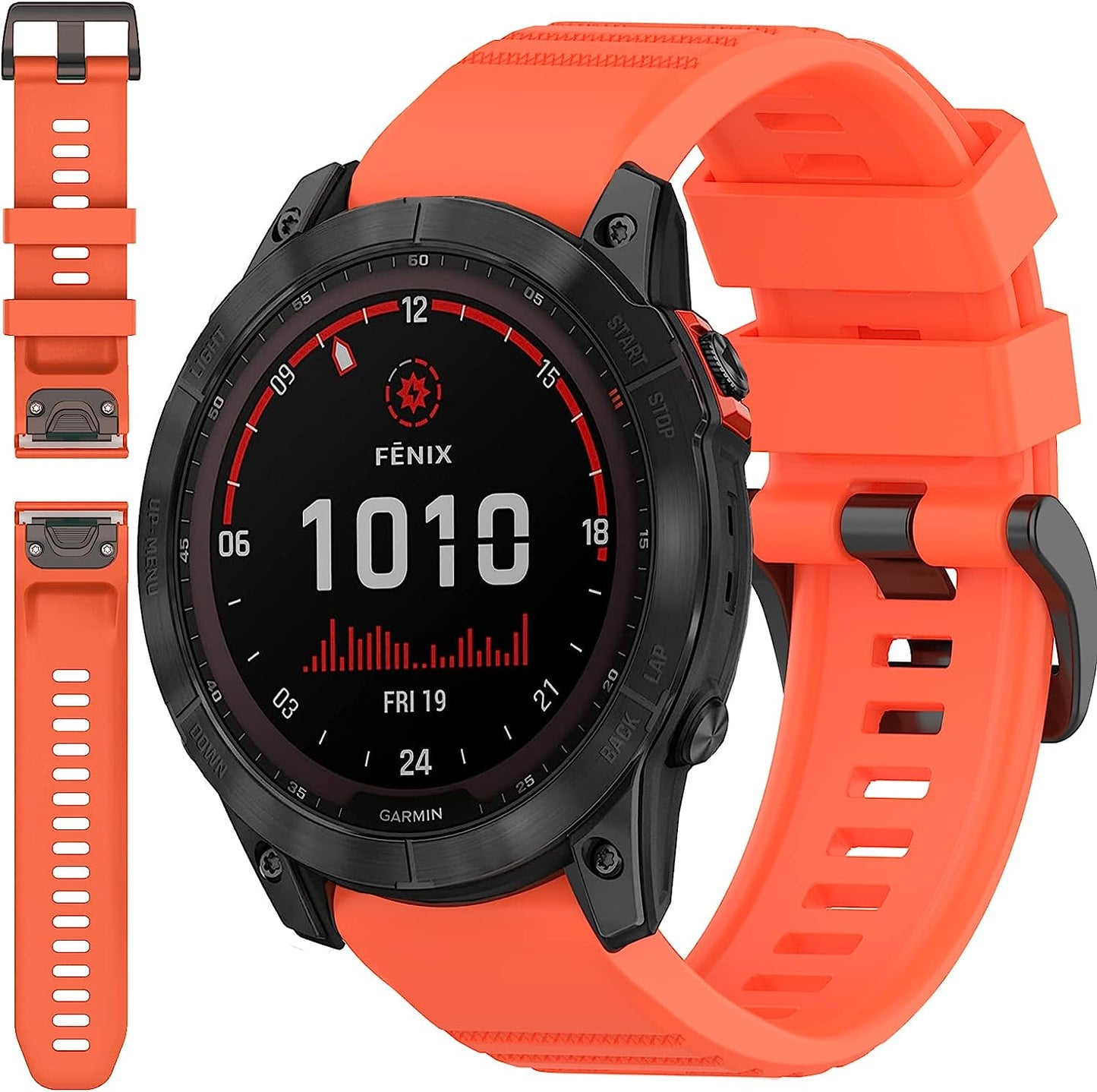 Miimall Compatible for Garmin Fenix 7X Silicone Band, Soft Sport Watch Wristband Women Man Flexible Replacement Band Strap for Garmin Fenix 26Mm 7X/7X Solar/7X Sapphire Solar/6X/5X(Black)  Miimall Coral Red  