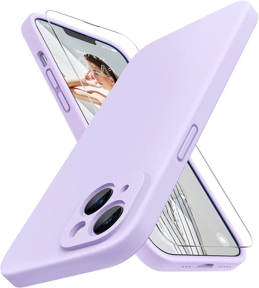Miracase Designed for Iphone 14 Case with Screen Protector,[Upgraded Enhanced Camera Protection],Shockproof Liquid Silicone Case with Microfiber Lining, 6.1 Inch,Aqua Purple  Miracase Aqua Purple  