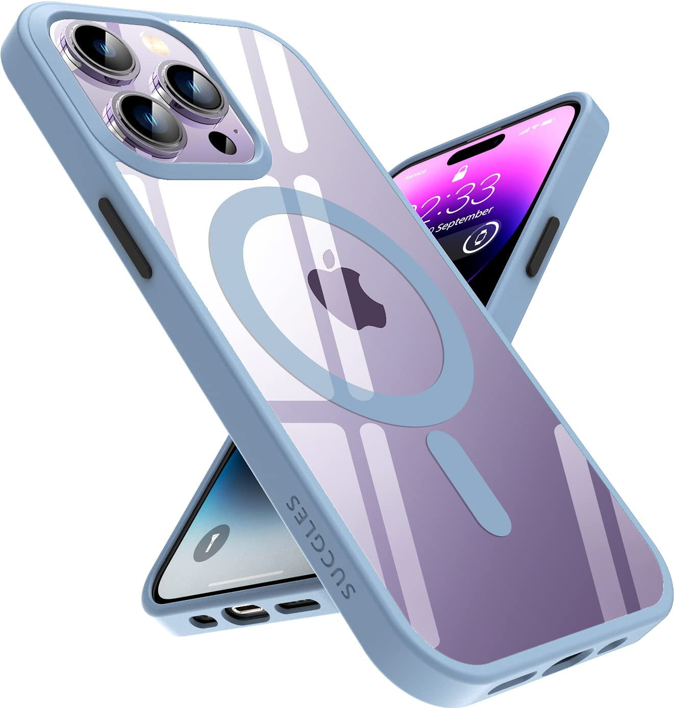 [2023 New] for Iphone 14 Pro Case with Magsafe, [Strong Magnet] [Non-Yellowing] [Military Grade Protection] Magnetic Slim Fit Bumper Mag Safe Thin Phone Cover for (Apple 14Pro, Clear Blue)  Gotrays Gavin LLC   