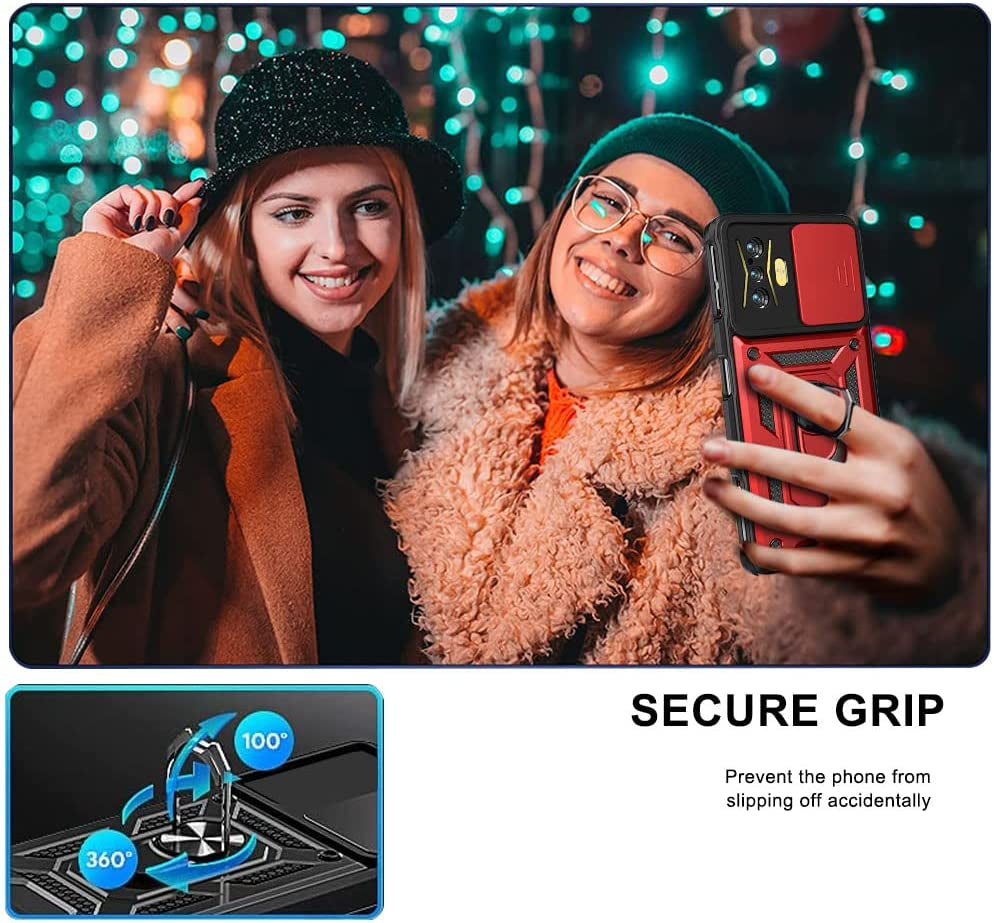 Ysnzaq Military Grade Heavy Duty Shockproof Phone Case for Xiaomi Redmi K50 Gaming/Poco F4 GT, Sliding Window Lens Protection with Magnetic Car Bracket Phone Cover for Xiaomi Poco F4 GT SJ Gold  Ysnzaq   