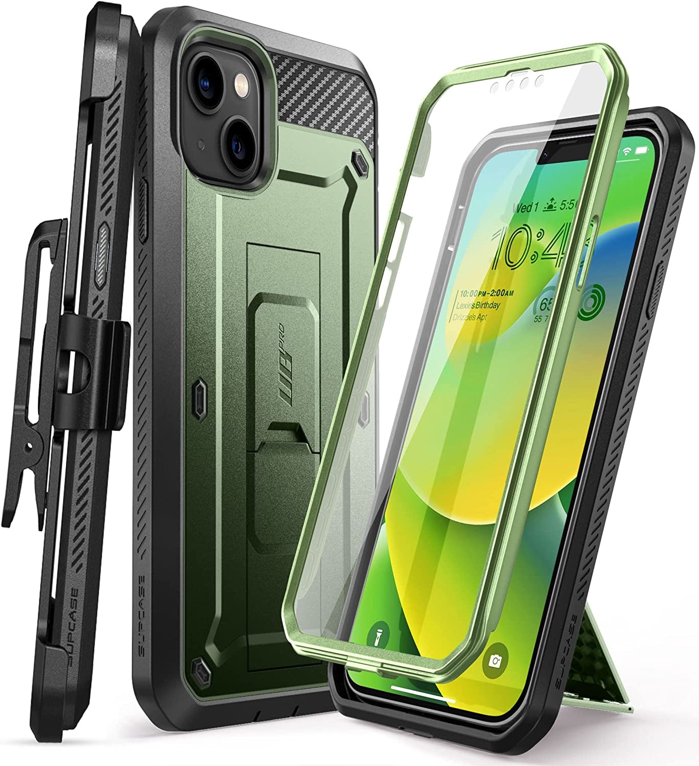 Supcase Outdoor Case for Iphone 14 plus (6.7 Inch) Mobile Phone Case 360 Degree Case Bumper Protective Cover [Unicorn Beetle Pro] with Screen Protector 2022 Edition (Black)  SUPCASE Green  