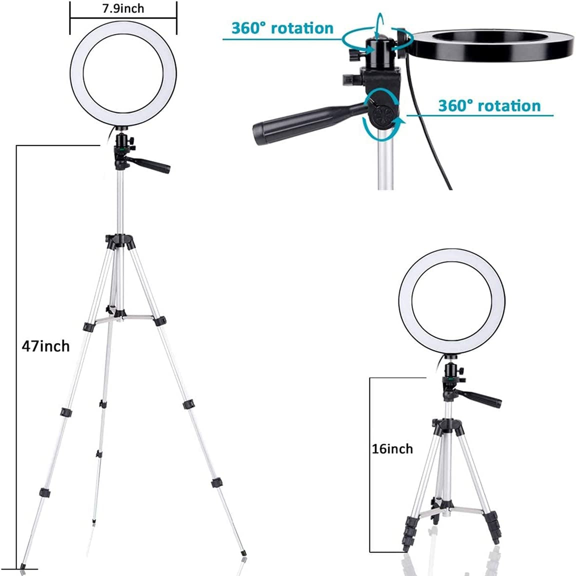 NOWXIIU Ring Light with Tripod Stand 7.9" for Youtube Video and Selfie/Makeup, Mini Desk LED Camera Flash Light with Cell Phone Holder Desktop Lamp 3 Light Modes & 11 Brightness Level  NOWXIIU   
