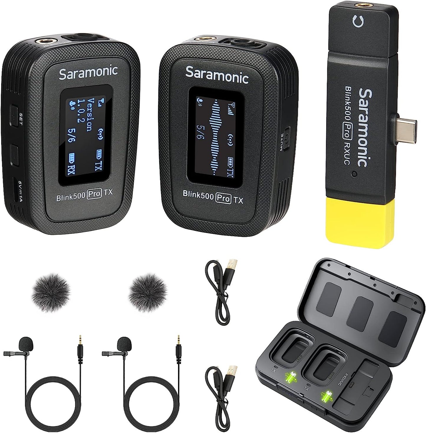 Saramonic Blink500 Pro Dual-Channel Wireless Lavalier Microphone with USB-C Receiver for USB-C Android Phone Laptop Tablet Video Audio Recording Facebook Youtube Podcast Vlog Interview (B6)  Saramonic   