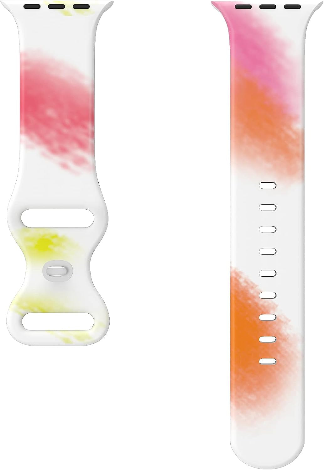 Sport Apple Watch Bands 38Mm 40Mm 41Mm 42Mm 44Mm 45Mm for Women Men Graffiti Tie Dye Soft Silicone Replacement Watch Band Breathable Strap Wristband for Apple Watch Series SE 7 6 5 4 3 2 1 Iwatch Band  HONEYBABY 02 38mm/40mm/41mm 