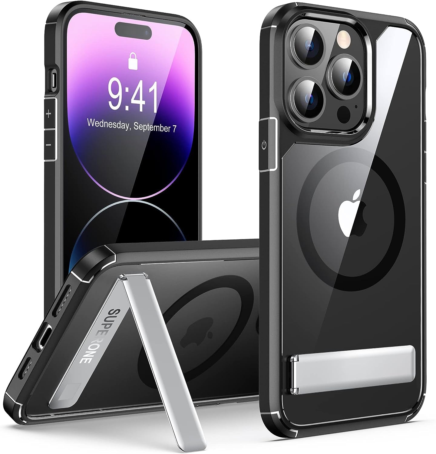 SUPERONE for Iphone 14 Pro Phone Magsafe Case with Stand, Magnetic Phone Case with Slim Adjustable Kickstand & Hard PC Back [10FT Mil-Grade Drop Tested] [Yellow Resistant] for Iphone 14 Pro, 6.1 In  SUPERONE   