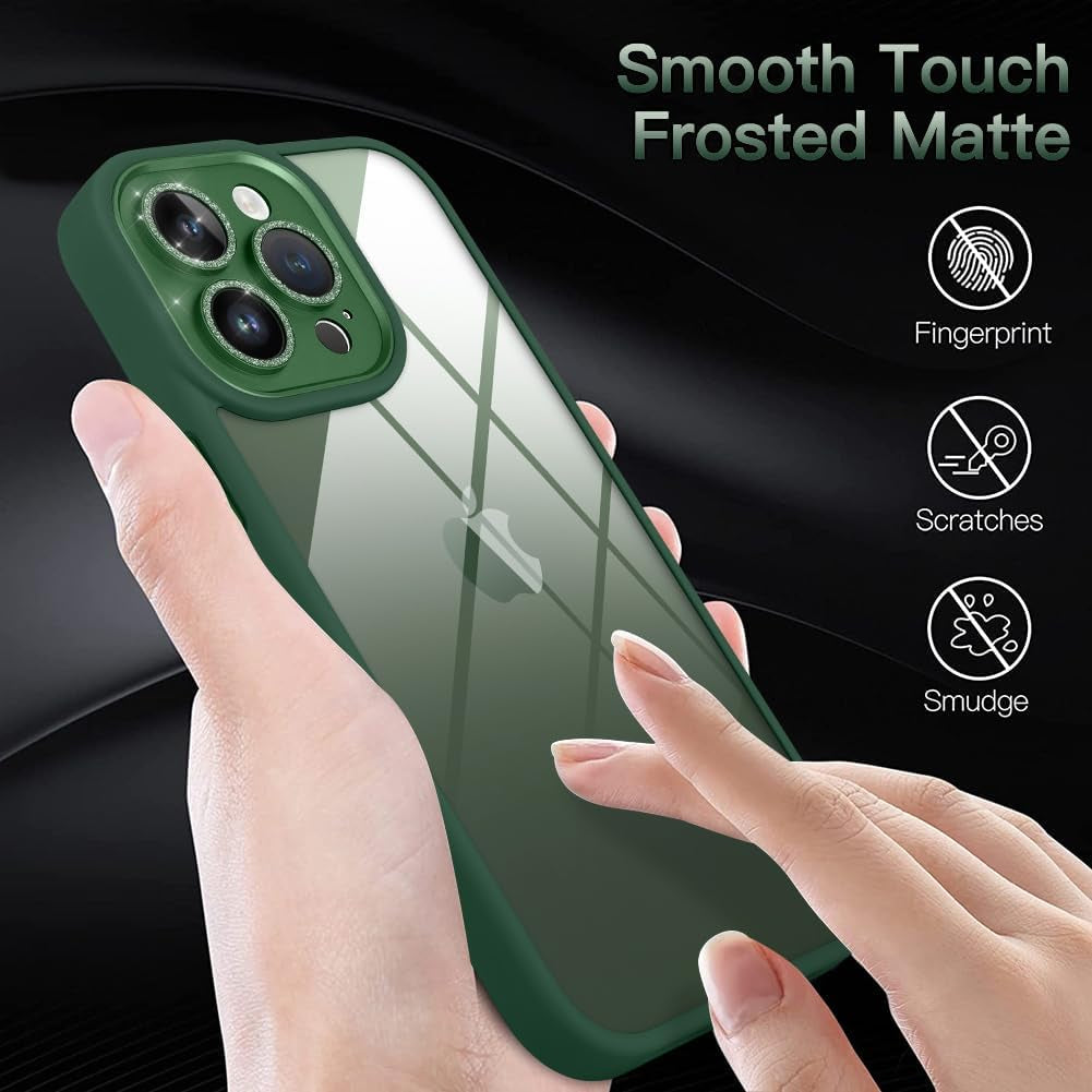 Tharlet Clear for Iphone 14 Pro Case [10FT Military Grade Drop Tested] White Silicone Slim Clear Hard Back Frame with Glitter Camera Lens Case for Iphone 14 Pro Phone Case, Blue (6.1")  tharlet   