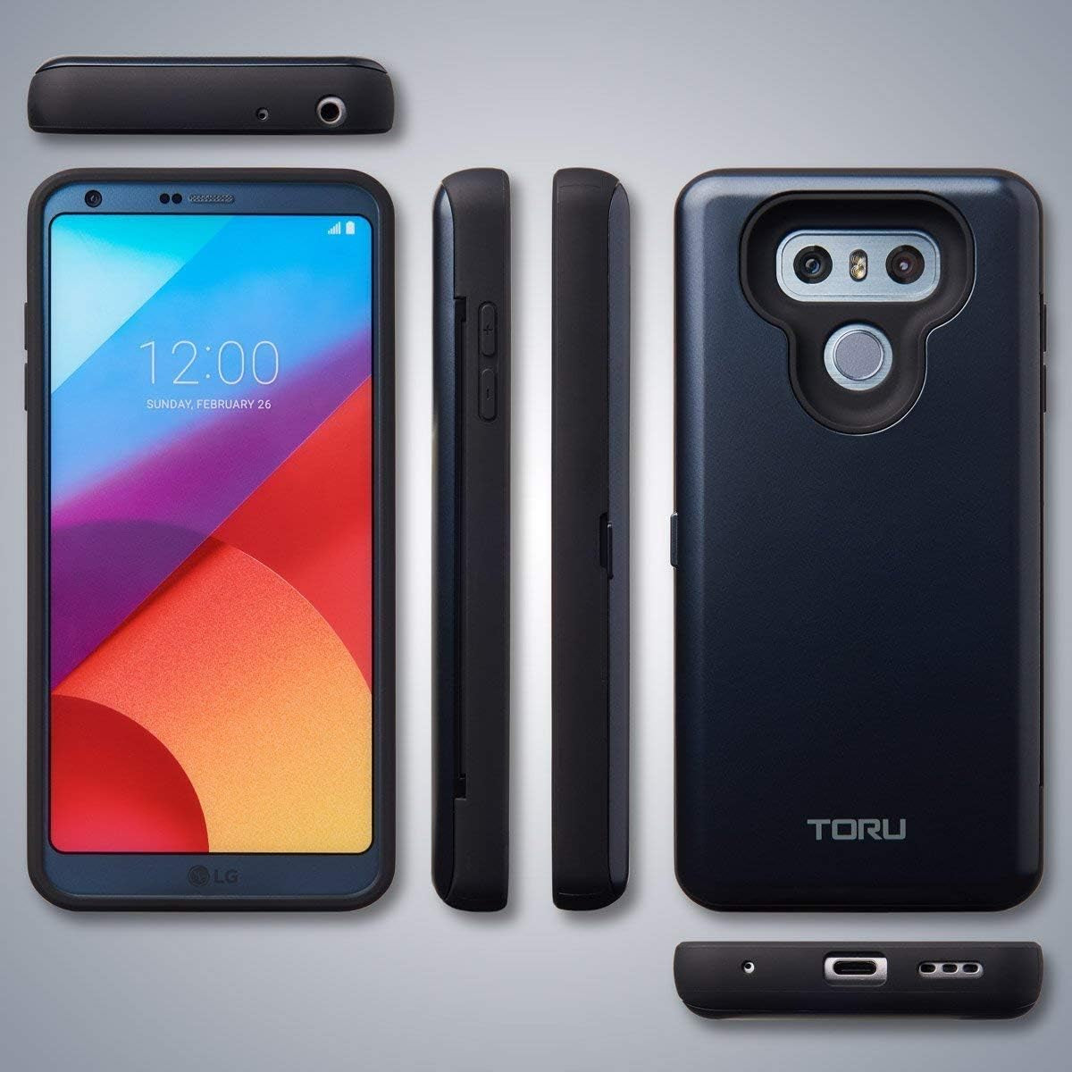 TORU CX PRO Case for LG G6 / LG G6 Plus, with Card Holder | Slim Protective Shockproof Cover with Hidden Credit Cards Wallet Flip Slot Compartment Kickstand | Include Mirror and USB Adapter - Black  iMODE Korea, Inc   