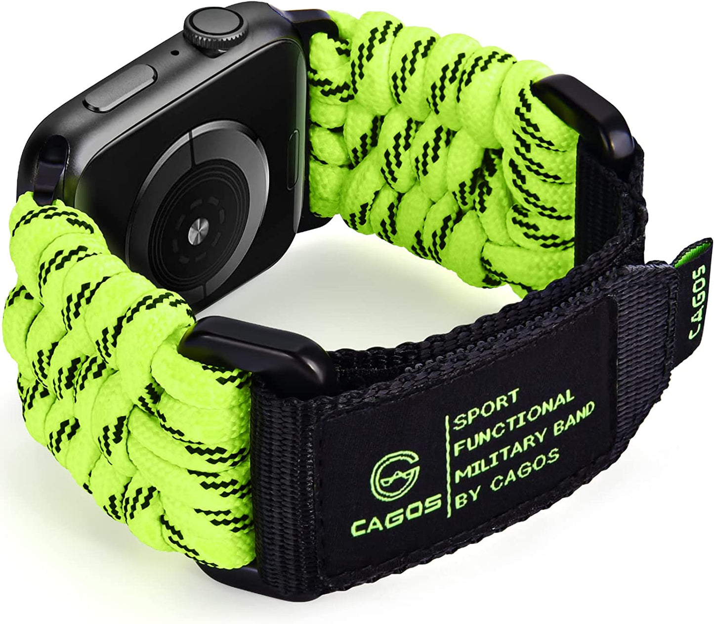 CAGOS Compatible with Apple Watch Band 49Mm 45Mm 44Mm 42Mm, Rugged Survival Paracord Nylon Strap Braided Sport Loop for Iwatch Bands Ultra Series 8 7 6 5 4 3 2 1 SE Men  CAGOS Fluorescent Green 49/45/44/42mm M 