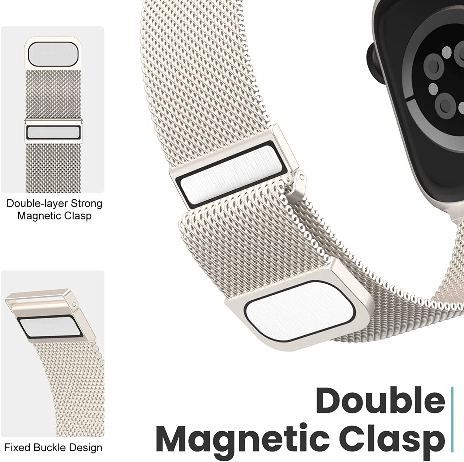 Merlion Magnetic Band for Apple Watch Band 41Mm 40Mm 38Mm 49Mm 45Mm 44Mm 42Mm for Women Men, Mesh Stainless Steel Dual Magnetic Clasp Strap for Iwatch Series 8 7 6 5 4 3 2 1 SE Ultra  Merlion   