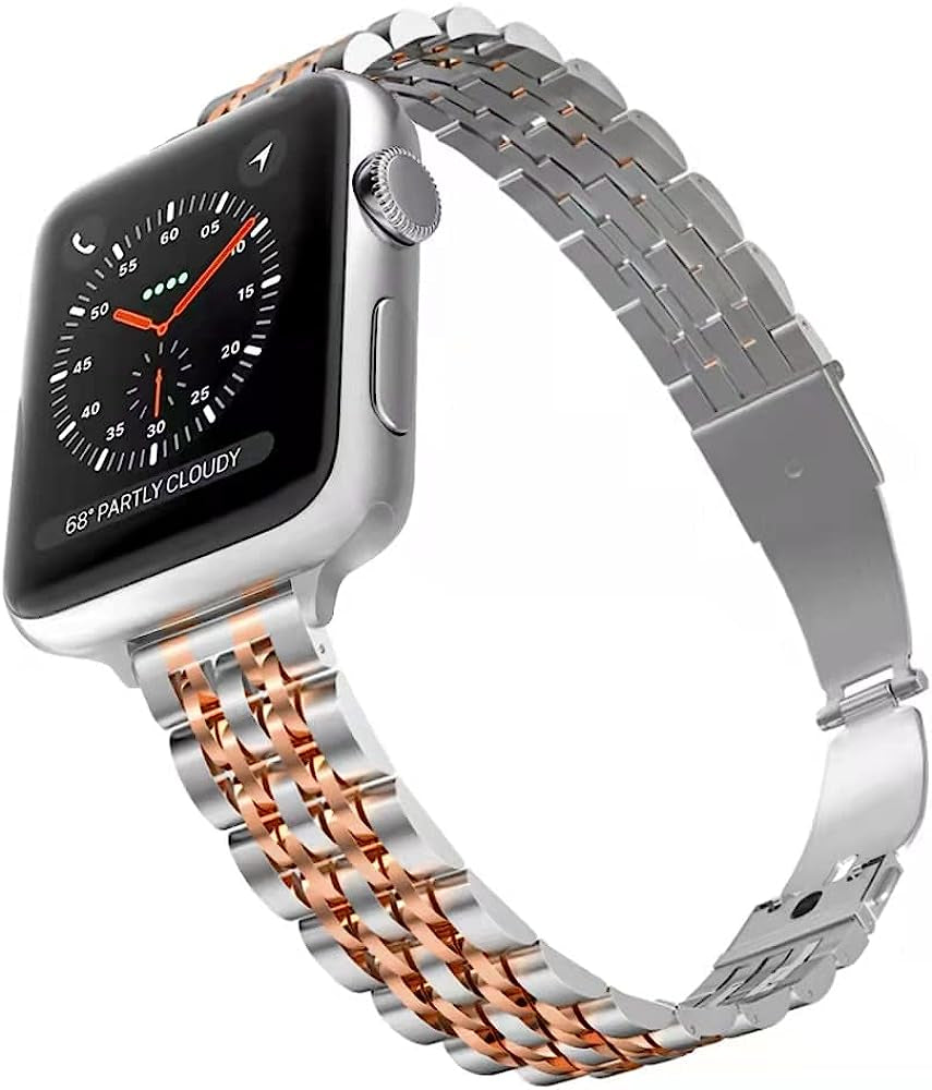 CINORS Metal Band Compatible with Apple Iwatch 38Mm 40Mm 42Mm 44Mm Women Replacement Stainless Steel Bands for Series 5 4 3 2 1  CINORS Silver and Rose Gold 38 40 41mm SLIM 