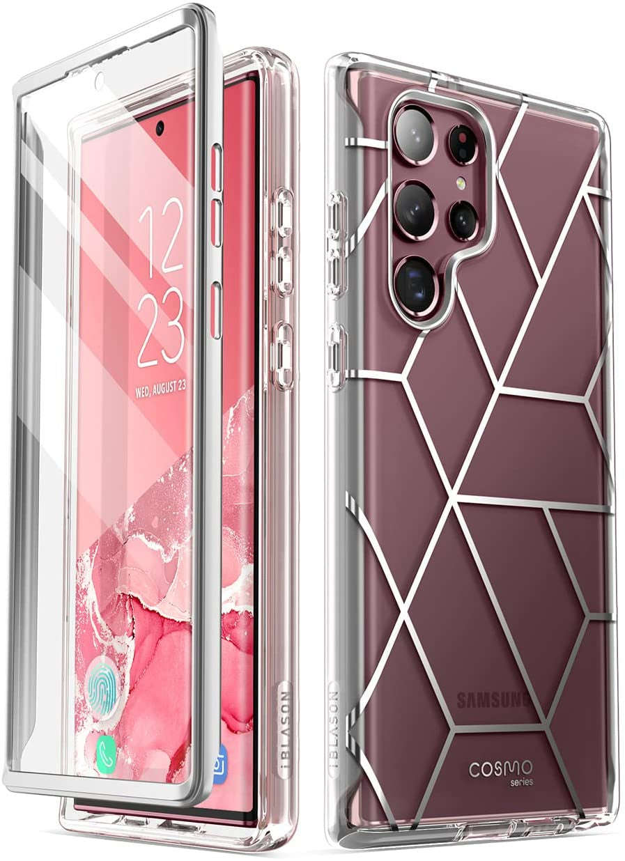 I-Blason Cosmo Series for Samsung Galaxy S22 Ultra 5G (2022 Release), Slim Stylish Protective Case with Built-In Screen Protector (Ocean)  i-Blason Clear  