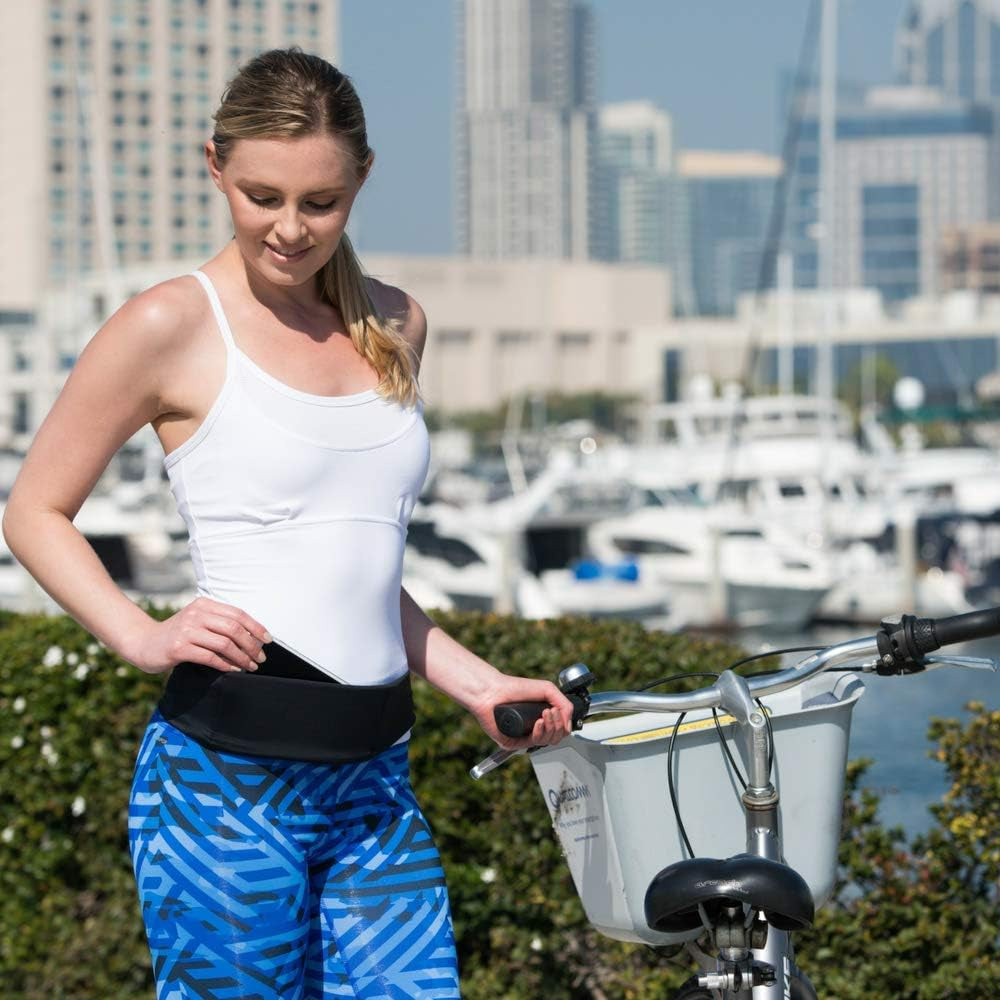 BANDI Large Travel and Running Belt, Securely Carry Keys, Phone, Medicine, Money or Food While You Exercise or Travel within Its Sleek 3 Pocket Design, Size 7.5 Inch by 3.5 Inch Black Solid One Size  BANDI WEAR LLC   