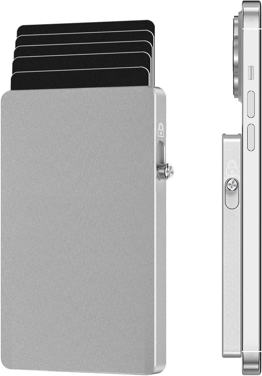 Magnetic Card Wallet Holder for Magsafe，Slim Metal Wallet Card Holder，Eject Credit Card with One Click Prevent Theft Locking Cards Function ，Card Holder for Phone Case Compatible with All Type Phone  SMRA   