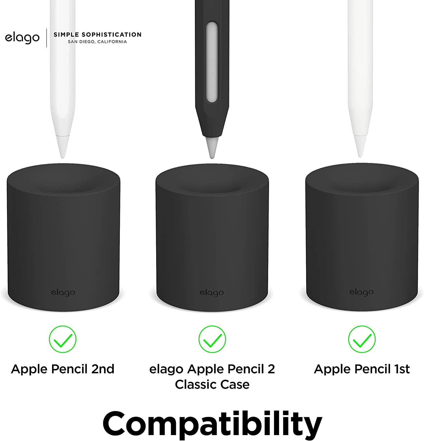 Elago Pencil Stand Compatible with Apple Pencil 1St, 2Nd Generation and Any Tablet Stylus with or without Pencil Case or Sleeve, Durable Silicone Stand, Desk Organization, Tip Protection [Black]  elago   