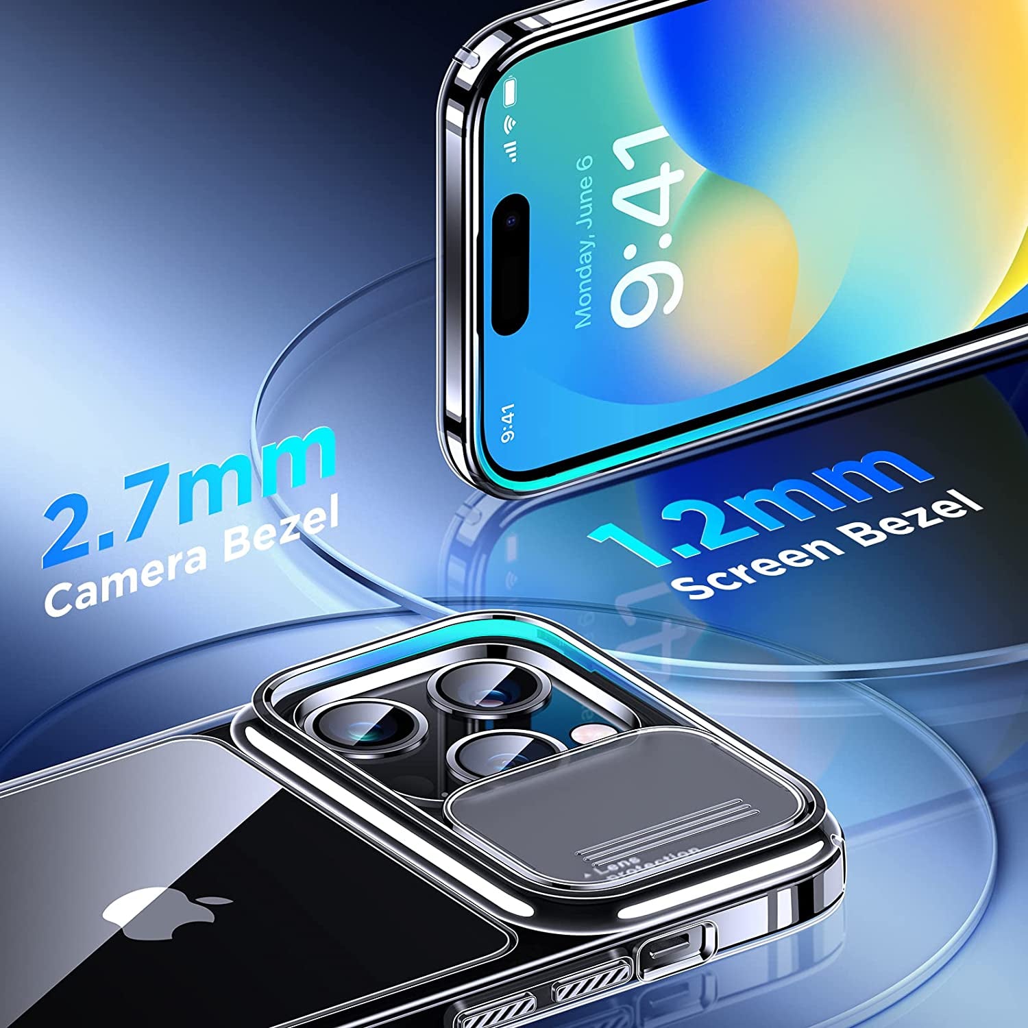 Simtect Designed for Iphone 14 Pro Case with Sliding Camera Cover, Shockproof & Military-Grade Protective Silicone Phone Case for Iphone 14 Pro 6.1 Inch - Clear  Simtect   