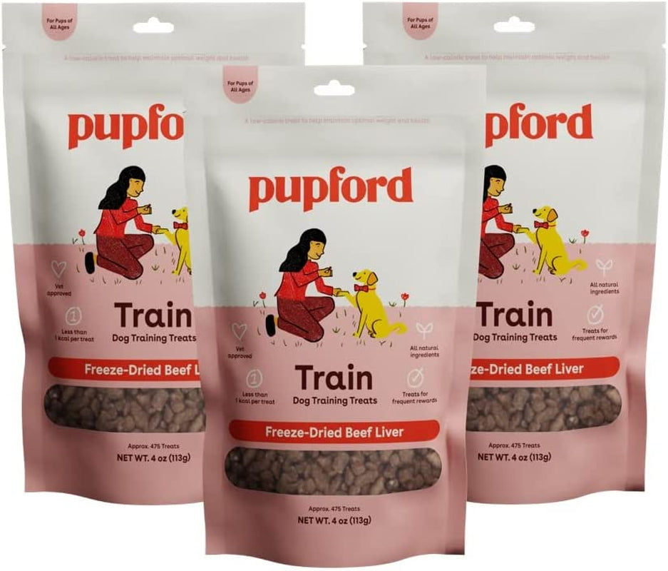 Pupford Freeze Dried 475+ Puppy Treats, Low Calorie, Vet Approved, All Natural, Healthy Training Treats for Small to Large Dogs (Beef Liver)  Pupford Beef 4.00 Ounce (Pack Of 3) 