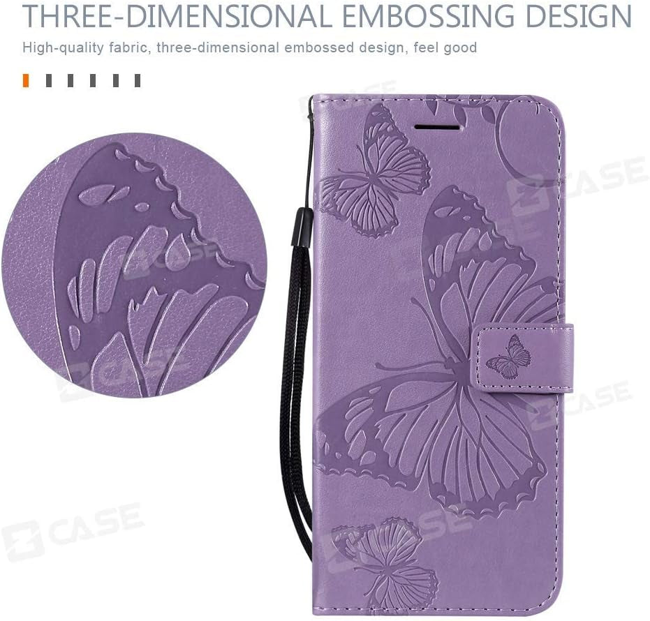 JZ Embossed 3D Butterfly Wallet Case for LG V30/V30S Thinq/V35/V35 Thinq/V30S/V30 Plus/V35 plus PU Leather Wallet Flip Phone Case Cover [Wrist Strap] - Red  JZ   