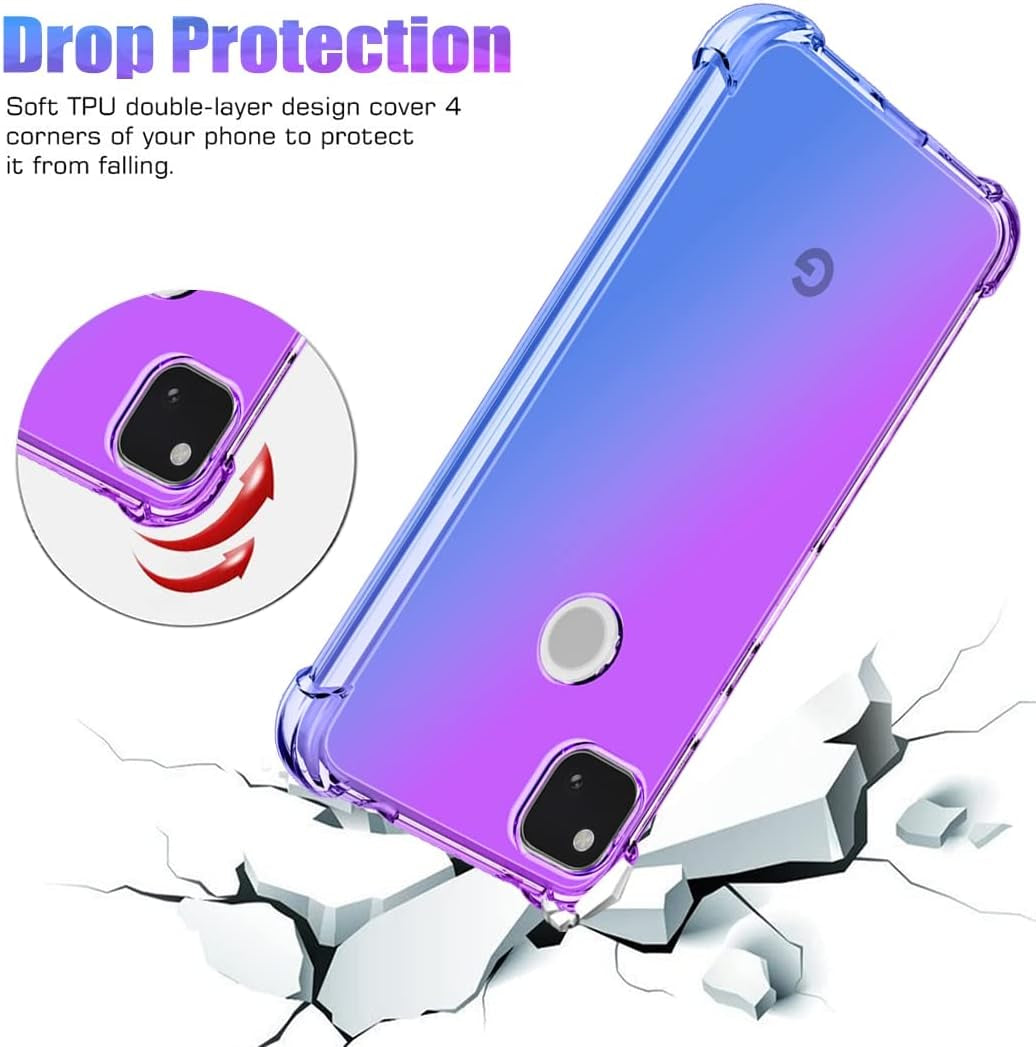 Gufuwo Case for Google Pixel 4A (Not Fit Pixel 4A 5G) Cute Case Girls, Gradient Slim anti Scratch Soft TPU Phone Cover Shockproof Protective Case for Google Pixel 4A (Purple/Blue)  Gufuwo   