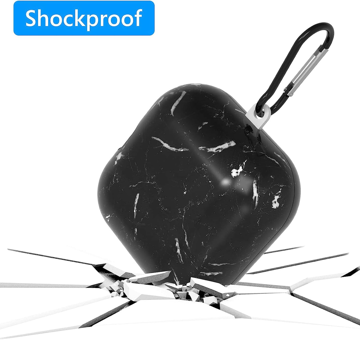 Geekria PC Case Cover Compatible with Beats Powerbeats Pro True Wireless Earbuds, Earphones Skin Cover, Protective Carrying Case with Keychain Hook, Charging Port Accessible (Marble Black)  Geekria   