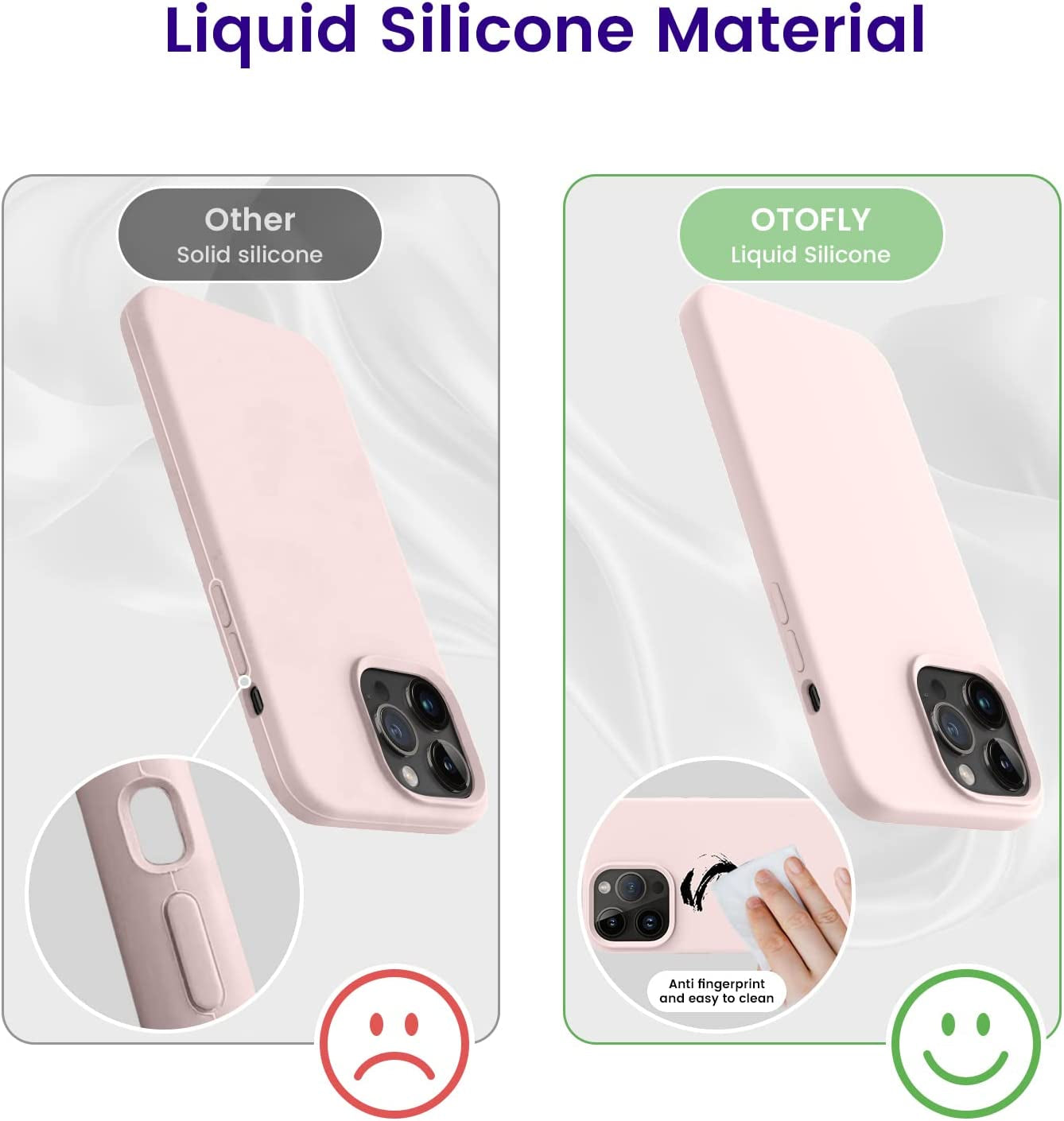 OTOFLY Designed for Iphone 14 Pro Max Phone Case, Silicone Shockproof Slim Thin Phone Case for Iphone 14 Pro Max 6.7 Inch (Chalk Pink)  OTOFLY Direct   
