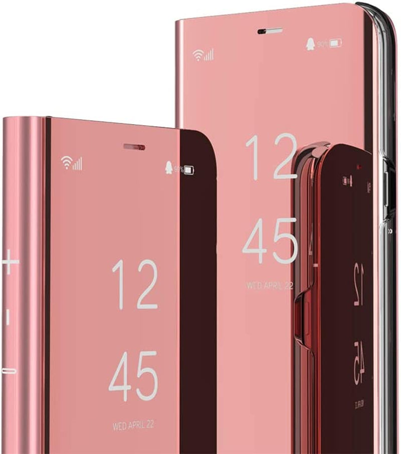 HMTECHUS Compatible with LG V40 Thinq Case Luxury Bookstyle Clear View Window Electroplate Plating Stand Scratchproof Full Body Protective Flip Folio Slim Thin Cover for LG V40 PU Mirror:Purple MX  HMTECHUS F] Plating Mirror:Rose Gold  