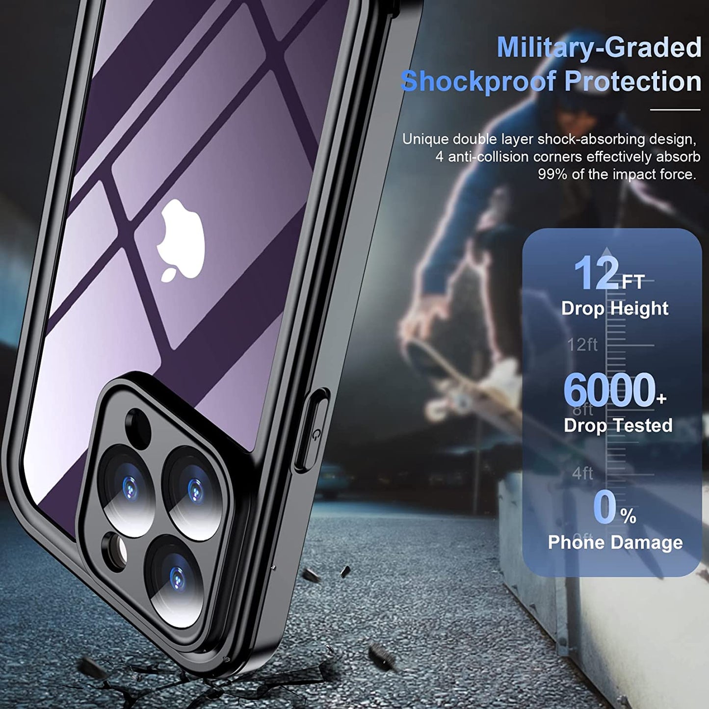 Temdan [Real 360 for Iphone 14 Pro Case Waterproof, Built-In 9H Tempered Glass Camera Lens & Screen Protection [14FT Military Dropproof][Full-Body Shockproof][Dustproof][Ip68 Underwater] Phone Case  Temdan   