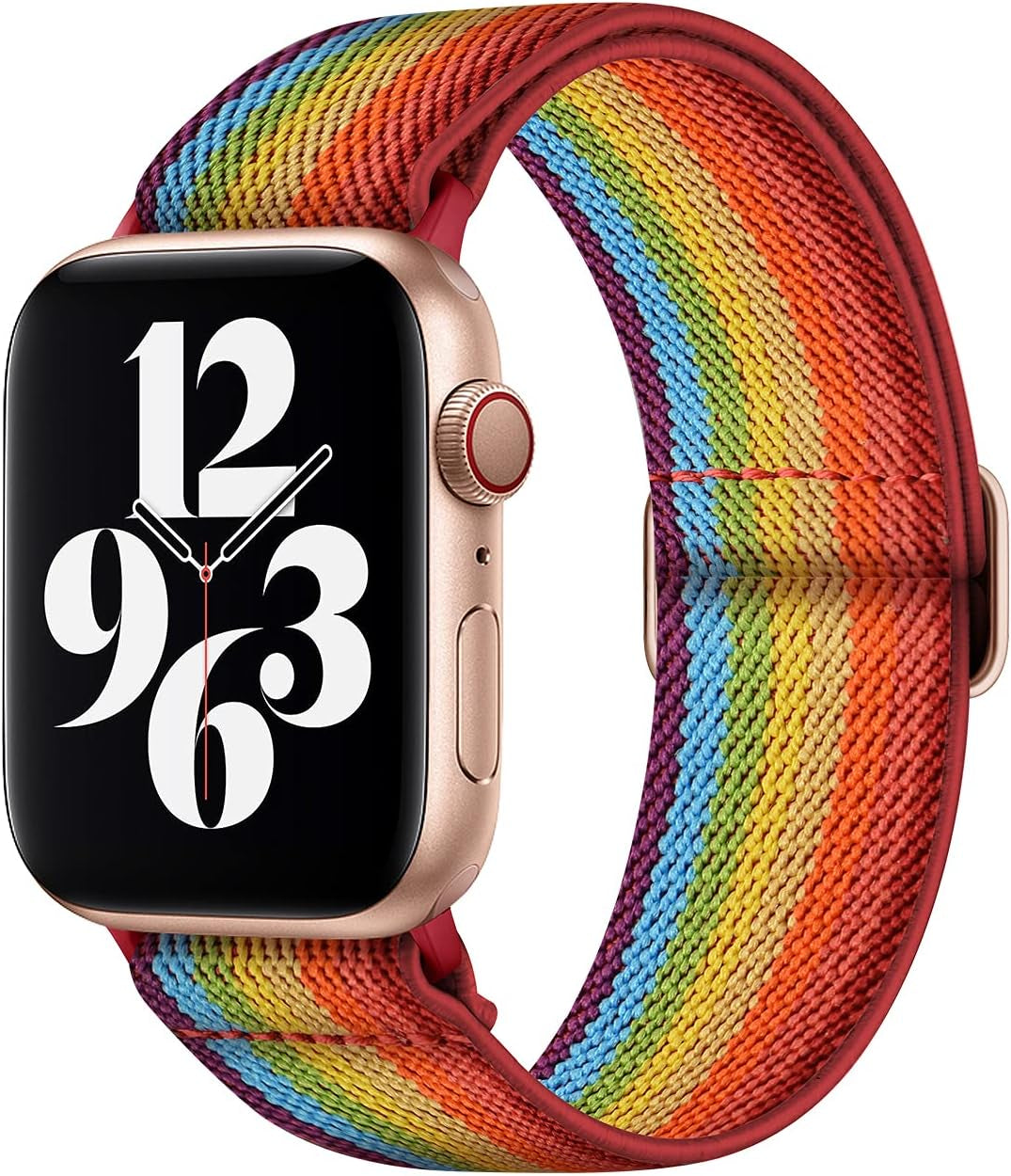 AMANECER Stretchy Nylon Watch Bands Compatible with Apple Watch Ultra Series 8/7/6/5/4/3/2/1 SE, Adjustable Braided Elastic Sport Loop Rugged Straps for Iwatch Women Men (Hunter Green, 38/40/41MM)  AMANECER Pride Rainbow 42/44/45/49MM 