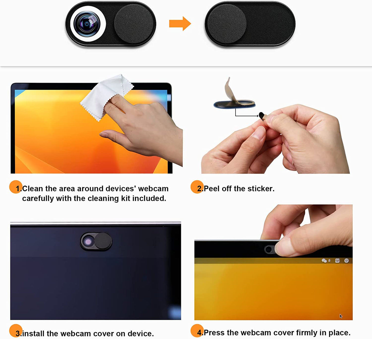 Ultra Thin Metal Magnet Web Camera Cover Silde for Macbook Pro Laptops Smartphone Mac PC Tablets, Adhesive Tabs Fix Bottom of Magnetic Privacy Screen  Mamol   