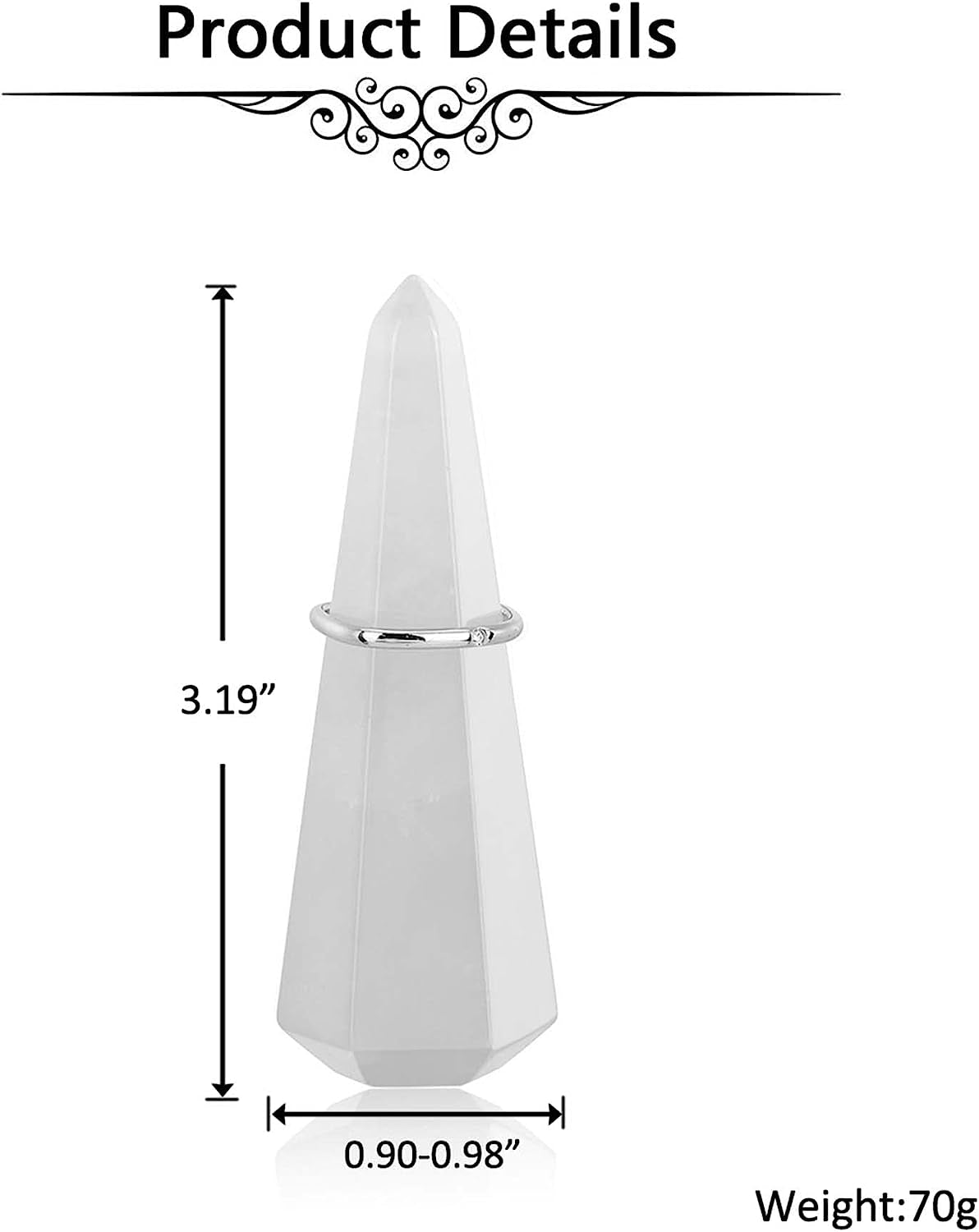 Jovivi Crystal Ring Holder Tower Natural Rose Quartz Crystal Stone Jewelry Ring Display Holder Hexagon Prism Shaped Decorative Wedding Ring Display Stand Finger Ring Storage  Jovivi   