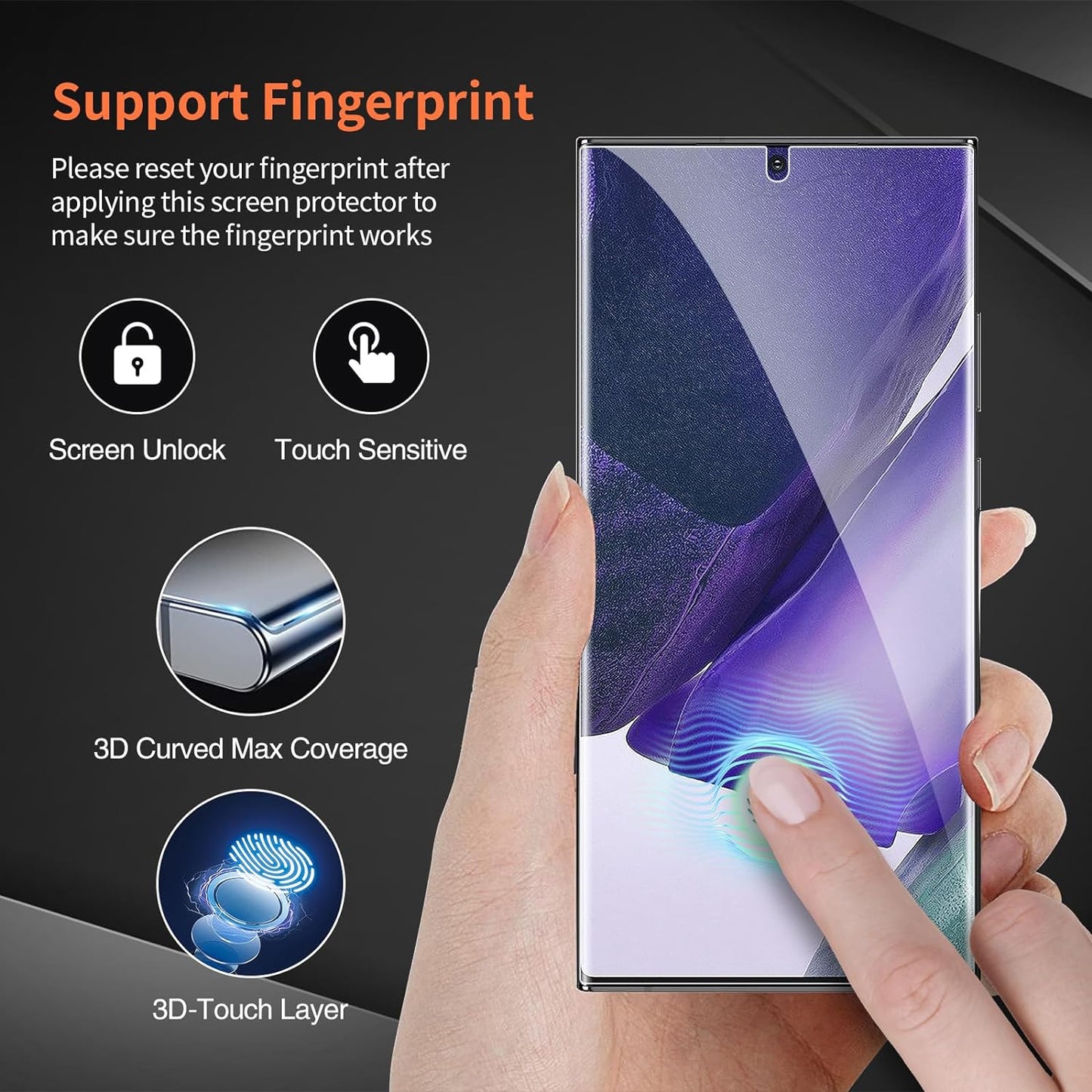 QUESPLE for 2 Pack Samsung Galaxy Note 20 Ultra Privacy Screen Protector [Support Fingerprint Reader] Anti-Spy Full Adhesive TPU Flexible Film + 2 Pack Camera Lens Glass Protector for Galaxy Note 20 Ultra 5G 6.9"  QUESPLE   