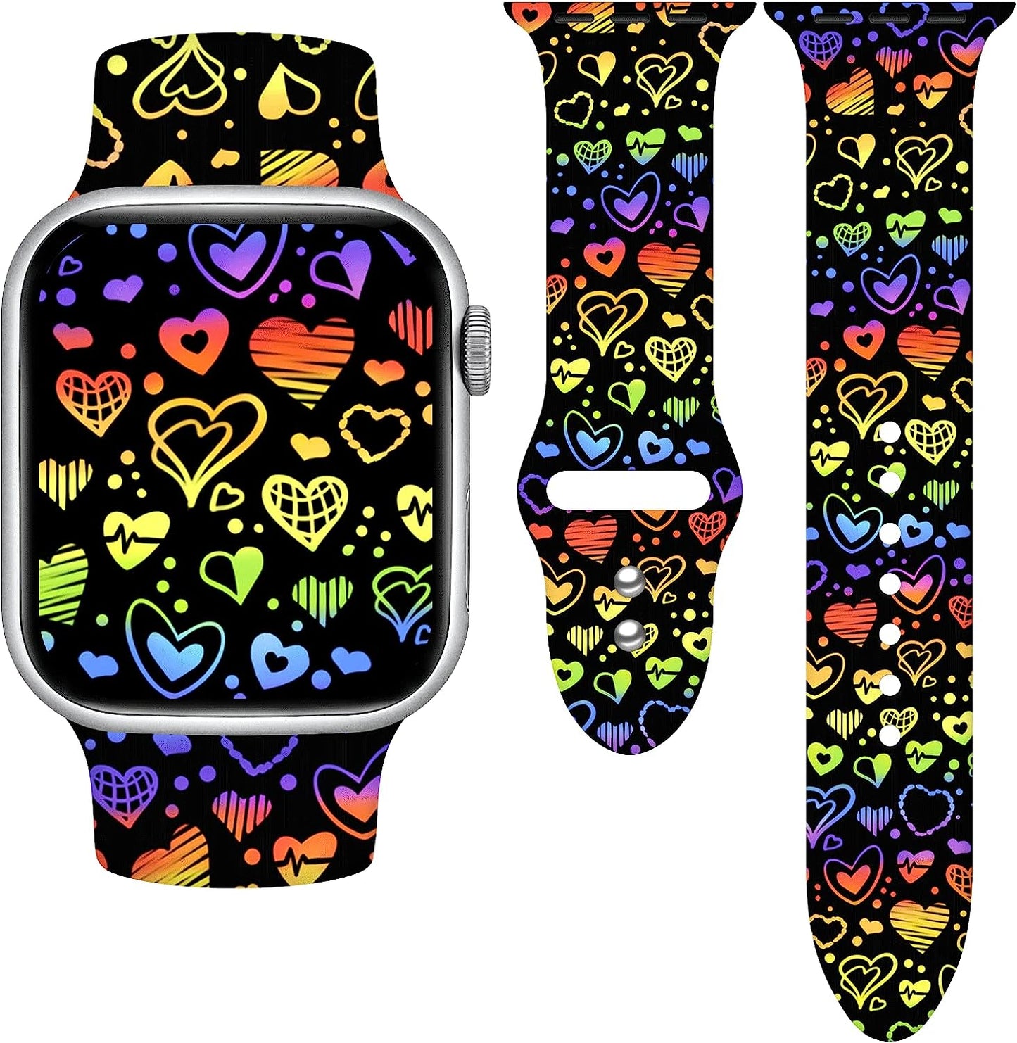 Vieeki Pride Watch Band Compatible with Apple Watch 38Mm 40Mm 41Mm 42Mm 44Mm 45Mm 49Mm Replaceable Silicone Smartwatch Straps for Iwatch Series Ultra SE 8 7 6 5 4 3 2 1  Vieeki Rainbow Loves 38mm/40mm/41mm 