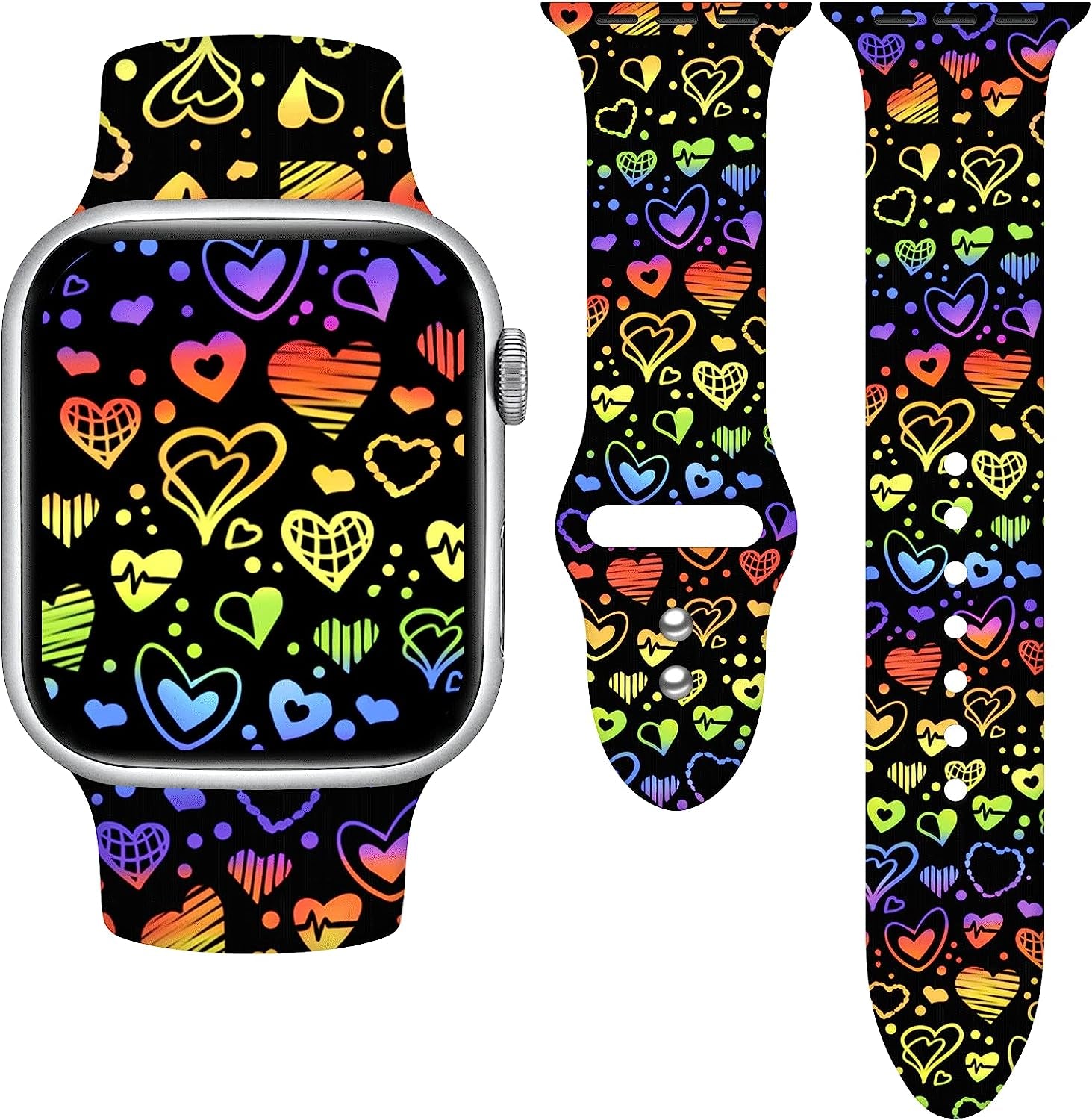 Vieeki Pride Watch Band Compatible with Apple Watch 38Mm 40Mm 41Mm 42Mm 44Mm 45Mm 49Mm Replaceable Silicone Smartwatch Straps for Iwatch Series Ultra SE 8 7 6 5 4 3 2 1  Vieeki Rainbow Loves 38mm/40mm/41mm 