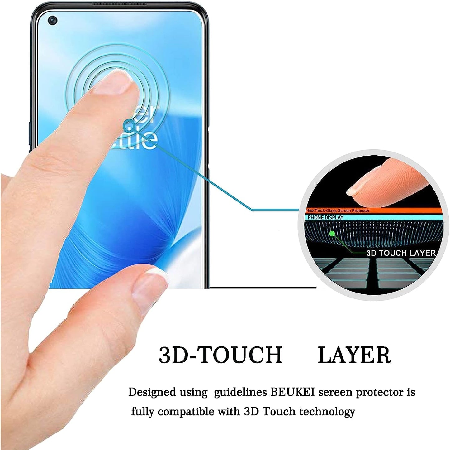 Beukei (3 Pack) Compatible for Oneplus Nord N200 5G Screen Protector Tempered Glass, Touch Sensitive,Case Friendly, 9H Hardness  Beukei   