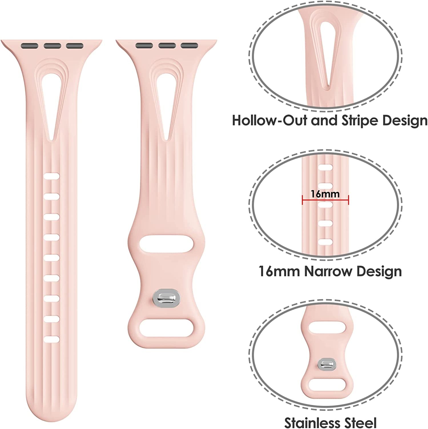 4 Pack Bands Compatible with Apple Watch Band 40Mm 38Mm 41Mm 42Mm 44Mm 45Mm for Women, Slim Thin Narrow Replacement Wristbands Soft Silicone Sport Strap for Iwatch Band Series 8 7 6 5 4 3 2 1 SE  Hehighti   