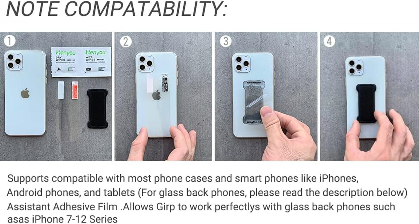 WUOJI - Finger Strap Phone Holder - Ultra Thin Anti-Slip Universal Cell Phone Grips Band Holder for Back of Phone - 2Pack(Black)  WUOJI   