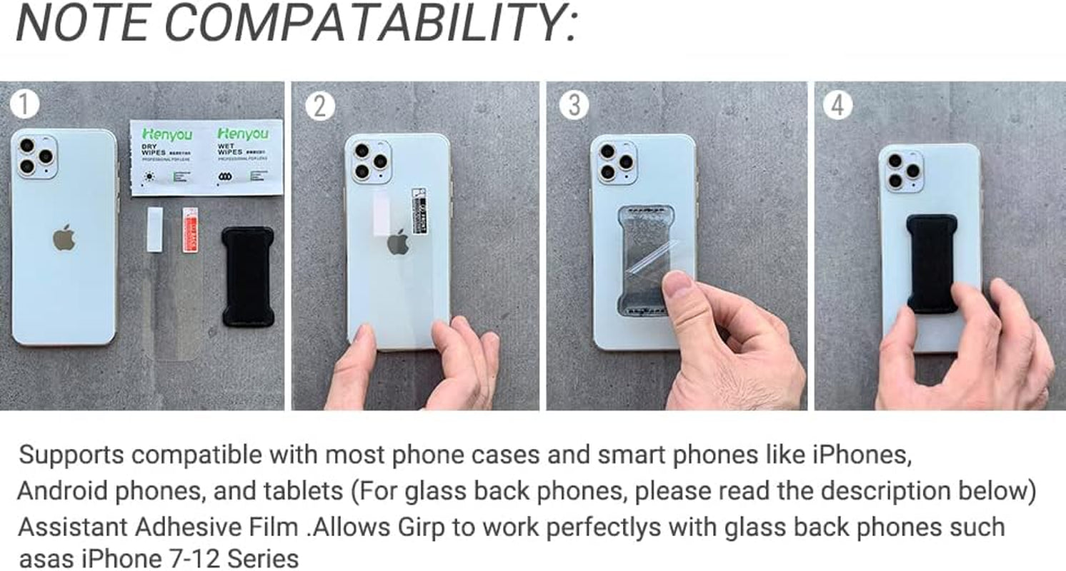 WUOJI - Finger Strap Phone Holder - Ultra Thin Anti-Slip Universal Cell Phone Grips Band Holder for Back of Phone - 2Pack(Black)  WUOJI   