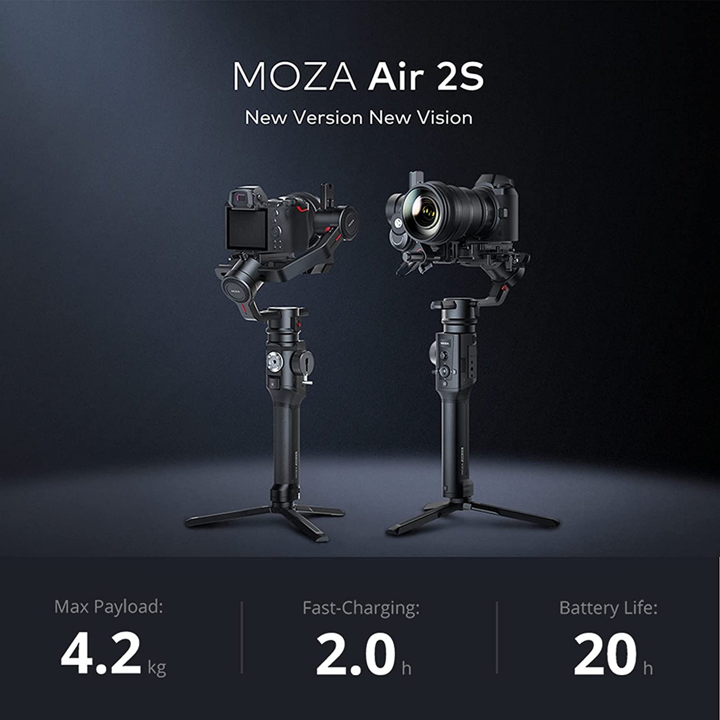 MOZA Air 2S 3-Axis Handheld Gimbal Camera Stabilizer 4.2Kg Payload Smart Micro Handwheel Gimbal for Mirrorless DSLR Cameras  MOZA-CN-824   
