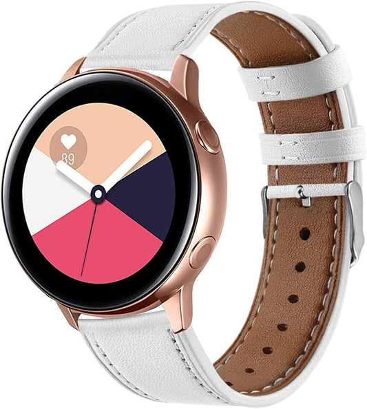 Compatible with Galaxy Watch 3 41Mm Bands/ Galaxy Watch 42Mm Band/Active2 44Mm Band Leather,20Mm Replacement Strap Band Compatible with Samsung Galaxy Watch Active 40Mm /Ticwatch 2 Smartwatch (Leather White)  Epoosuo   