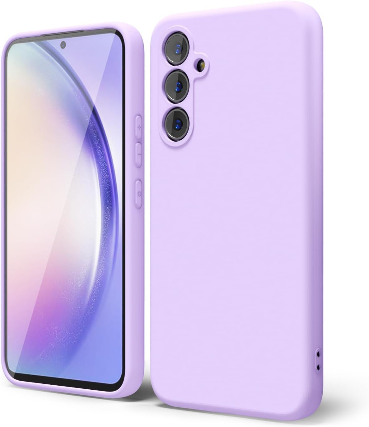 Oakxco for Samsung Galaxy A53 Phone Case Liquid Silicone, Cute Thin Slim Soft Rubber TPU Plain Smooth Gel Cover for Women Girl, Matte Solid Protective & Shockproof, Black  oakxco Lilac A54 