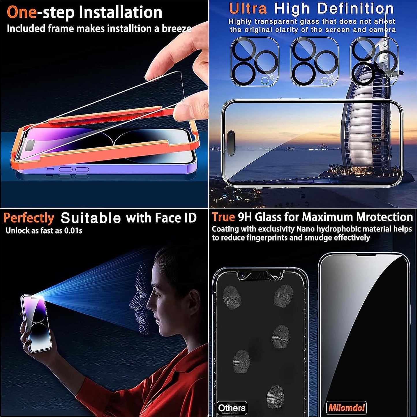 Milomdoi [10 in 1 for Iphone 14 Pro Max Case Clear with 3 Pack Screen Protector Accessories 3 Pack Camera Lens Cover Protective Slim Thin Cute Phone Cases Funda Suitable with Magsafe Women Men  Milomdoi   