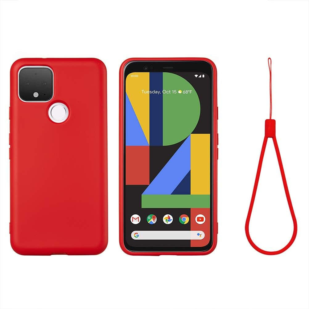 Mikikit Red Silicone Case for Google Pixel 4A 5G, Soft Rubber Gel Case Liquid Silicone Cover Cute Girl Anti-Dirty Case Matte Shockproof Protector Case for Google Pixel 4A 5G  Mikikit   