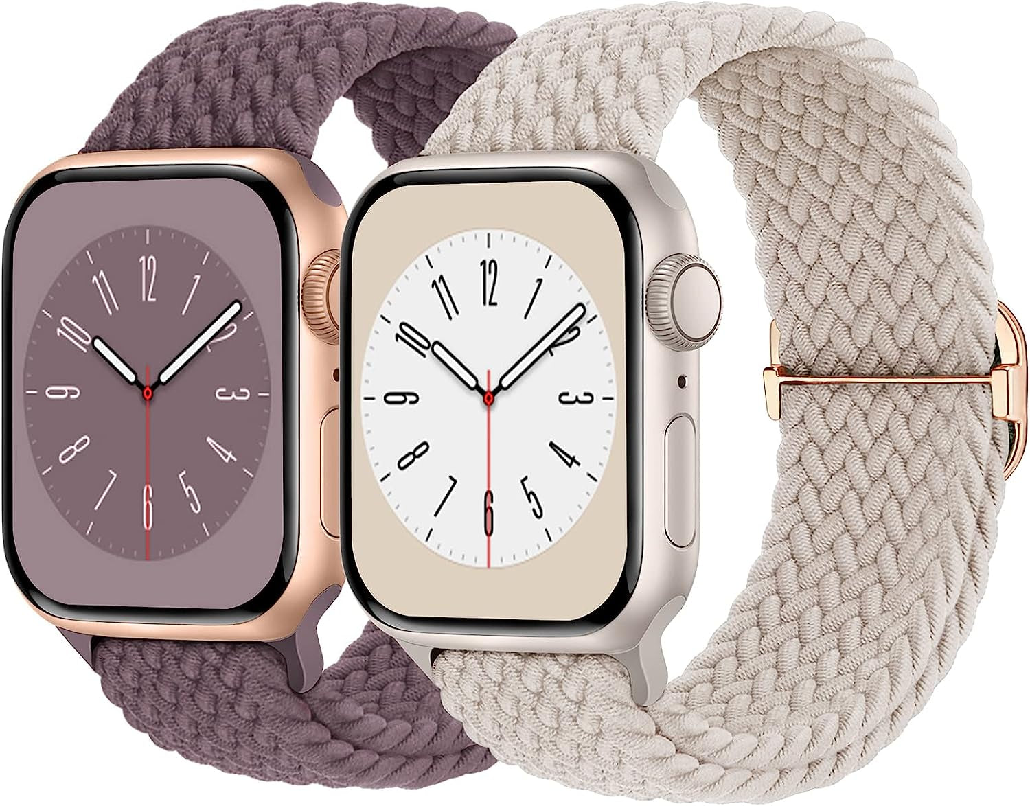 Braided Solo Loop Compatible with Apple Watch Band 38Mm 40Mm 41Mm 42Mm 44Mm 45Mm 49Mm Women Men, Adjustable Stretchy Bands Elastic Sport Wristbands for Iwatch Series 8 7 6 5 4 3 2 1 SE Ultra  Butifacion Starlight/Smoke Violet 38mm/40mm/41mm 