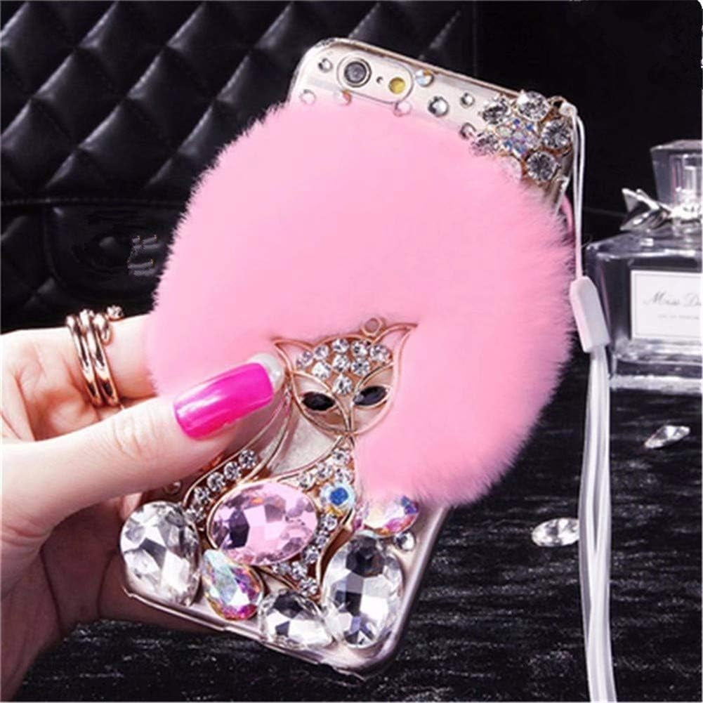 Case for LG G8 Thinq, 3D Handmade Luxury Civet Cats Fluffy Rabbit Fur Sparkle Stunning Stones Crystal Rhinestone Bling Diamond Glitter Case for LG G8 Thinq (Z01)  RB-CASE Z08 Lg G8 Thinq 